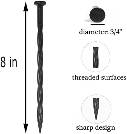 Spiral Landscape Anchoring Spikes,150PCS 8 Inch Plastic Landscape Spikes,Nylon Landscape Anchoring Spikes for Garden Lawn Yard,Paver,Weed Barrier, Artificial Turf (8in-150 Count)