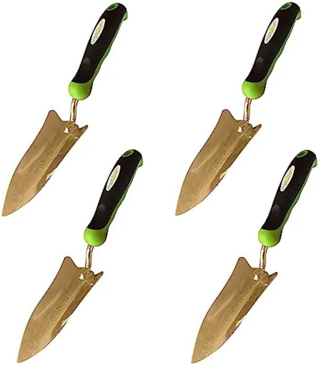Garden Guru Titanium Transplanter Trowel Shovel - Rust Resistant - Ergonomic Handle - Perfect Hand Shovel Tool for Gardening Weeding Transplanting and Digging in Garden Beds (4 Pack)