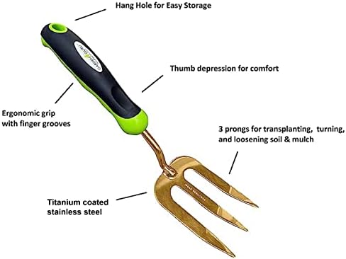 Garden Guru Titanium Hand Weeder Fork Tool – Rust Resistant – Ergonomic Handle – Great for Planting, Spreading Mulch, Weeding, Loosening & Transplanting Soil (4 Pack)