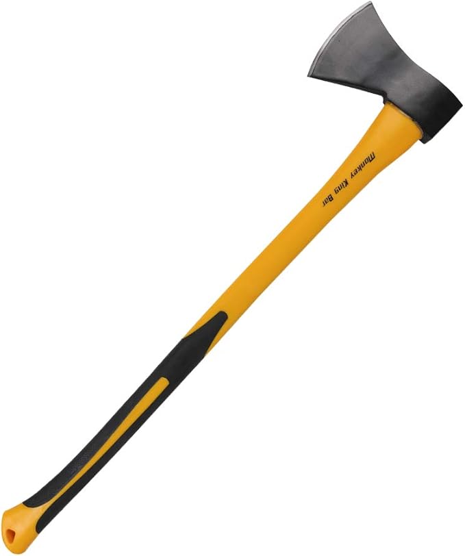 Monkey King Bar-35 Long Firewood Splitting Axe with Fiberglass Handle-Protective Carrying Sheath Included(Yellow/Black)