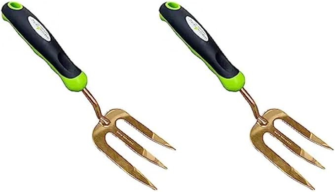 Garden Guru Titanium Hand Weeder Fork Tool – Rust Resistant – Ergonomic Handle – Great for Planting, Spreading Mulch, Weeding, Loosening & Transplanting Soil (2 Pack)