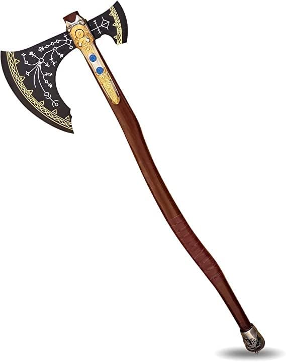 Kraatos War Axe Viking Battle Axe, Replica Ax - Handmade Forged Stainless Steel Axe Prop Tool with Viking Axe Hatchet, Solid Wood Handle Skarde, Seax Men's Gift