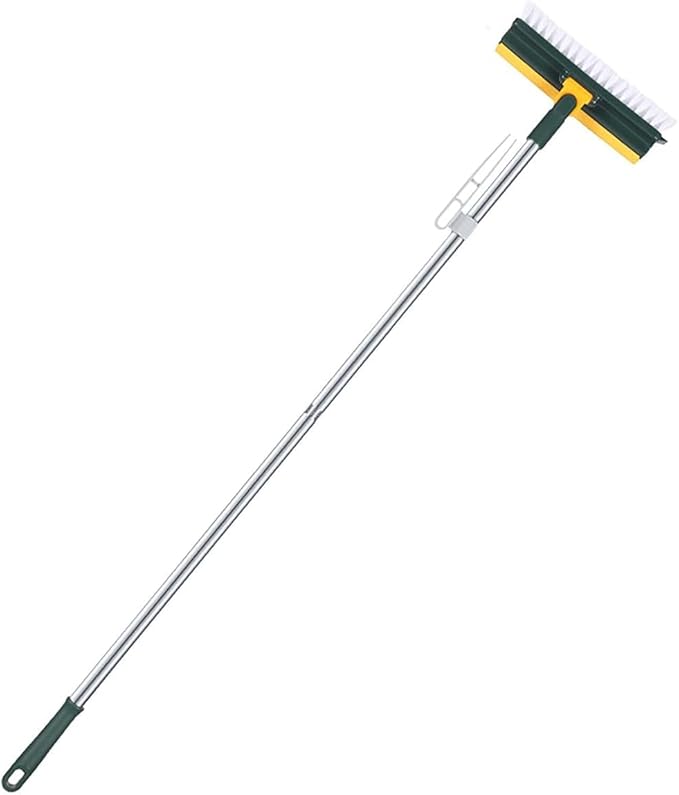 51" Adjustable 2-in-1 Push Broom: Ideal for Tile, Shower, Bathroom, Kitchen, Garage, Deck & Wall. Heavy-Duty Scraper and Stiff Bristles for Efficiently Scrubbing Tough Stains