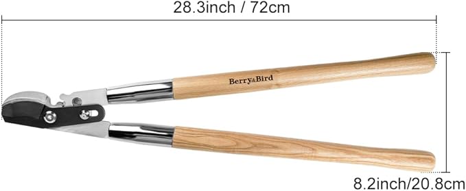 Berry&Bird Loppers and Pruners Heavy Duty, 28 Inch Bypass Loppers with Compound Action, Long Handle Tree Trimmer, Branch Cutter with ⌀ 1-3/4 Inch Cutting Capacity, Hand Loppers with Carbon Steel Blade