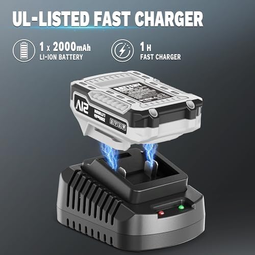 Weed Wacker Cordless 21V 12'' Electric Weed Eater Battery Powered String Trimmer, Auto Line Feed GrassTrimmer Battery and Fast Charger with for Yard, Garden (AD-ST-001)