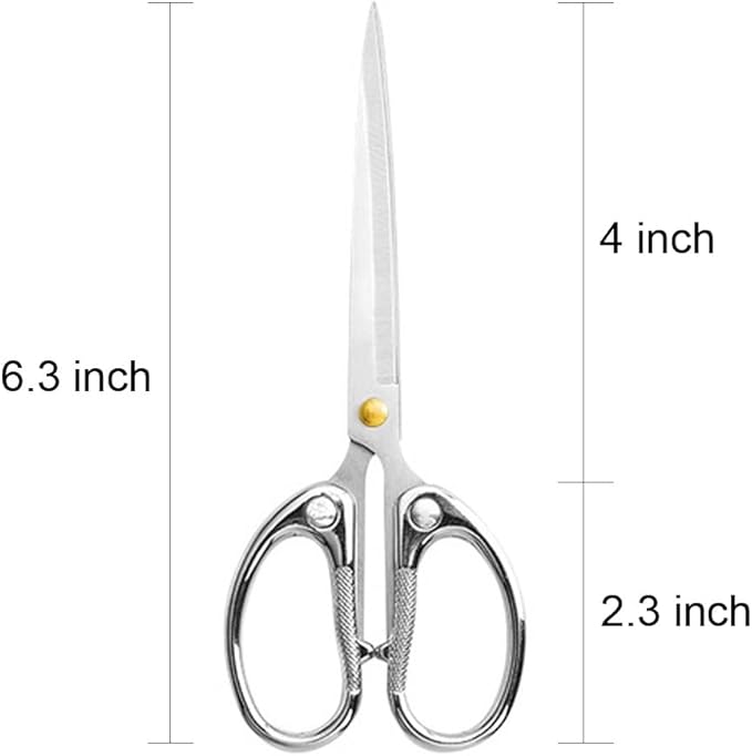 6.3" Small Sewing Scissors All Purpose Scissors Stainless Steel Tip Shears DIY Tools Office Scissor for Home Office School Sewing Fabric Handcraft Craft Art Work Needlework Daily Use Silver