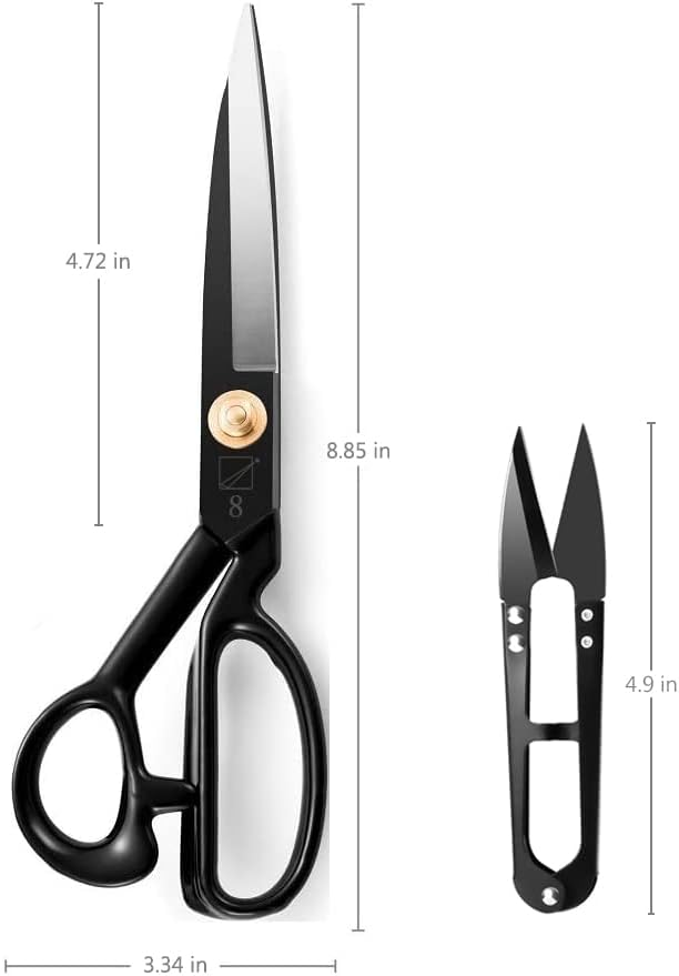 Heavy Duty Fabric Scissors, 8 Inch Tailor Scissors - Professional High Carbon Steel, Right-Handed