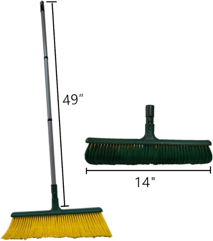 LRB4419 Leaf Turf Broom 16" W x 55" H for Lawns Yard Artificial Grass Rake Heavy Duty for Leaves, Lawns, Carpet Rake & Groomer (Curved Bristle)