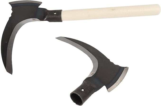 SYH&AQYE High Manganese Steel Double Scythe, Agricultural Hand Motor Weeding, Scythe Garden Tool for Outdoor Mowing Grass, Cutting Vines, Pruning Trees(B)