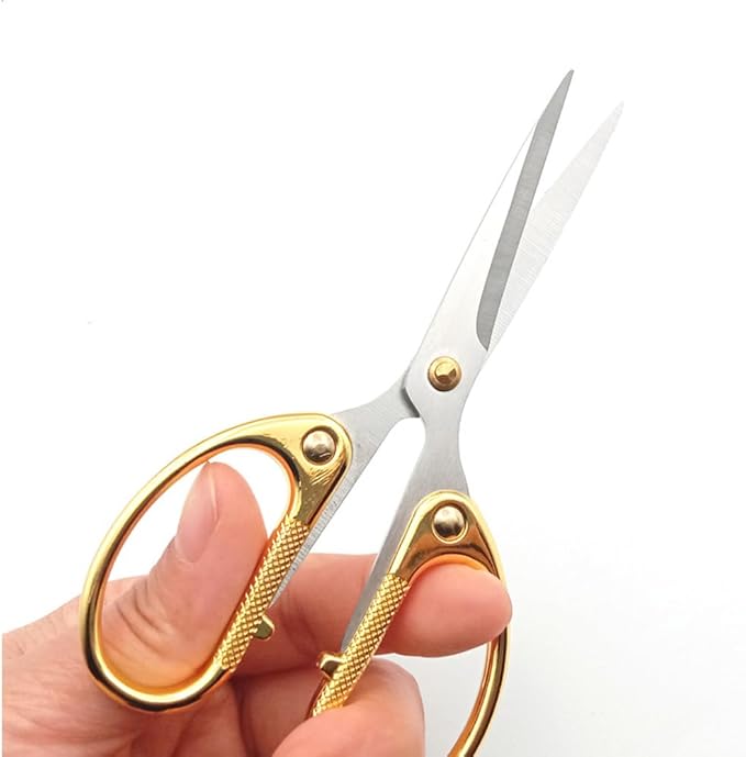 5" Small Sewing Scissors All Purpose Scissors Stainless Steel Tip Shears DIY Tools Office Scissor for Home Office School Sewing Fabric Handcraft Craft Art Work Needlework Everyday Use Gold