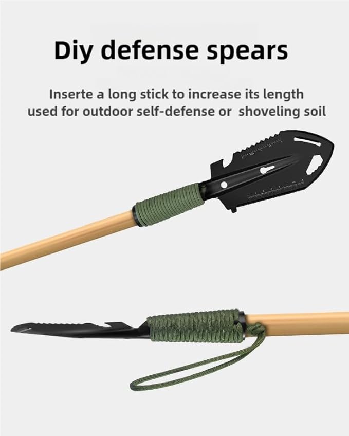 2 Pack Samll Survival Shovel, 9 in 1 Mini Camping Shovel, Ultralight Backpacking Trowel Shovel, Backpacking Gear for Hiking, Camping and Survival Bags (Silvery)