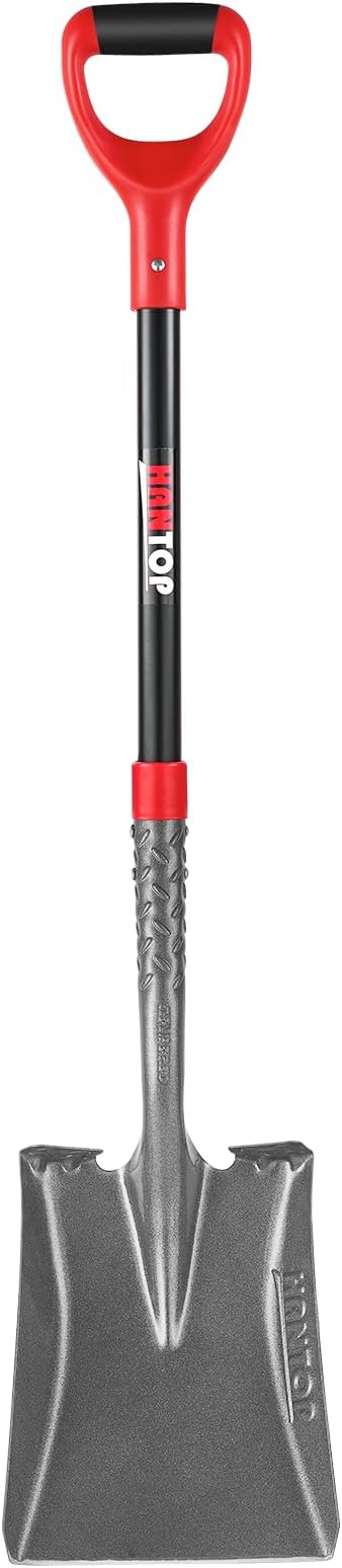 Heavy Duty Transfer Shovel Flat Square Shovel Garden Spade with Fiberglass Handle for Construction Landscaping Gardening, 43 inches