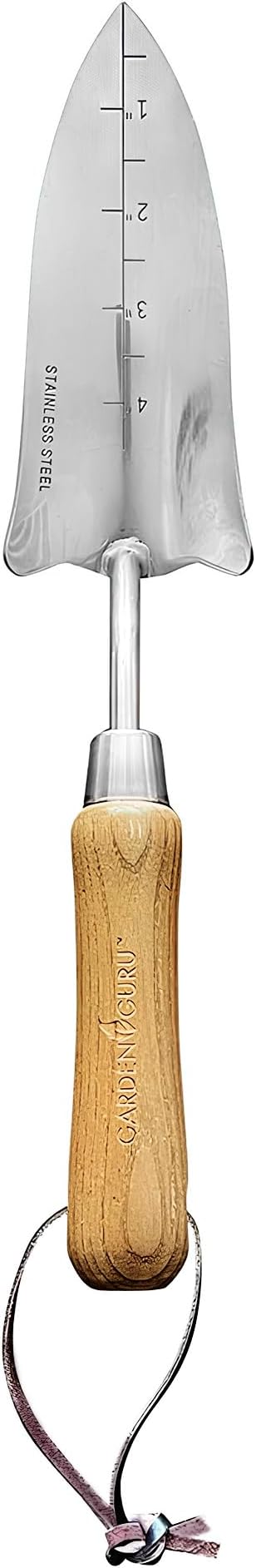 Garden Guru Eco Transplanter Trowel Shovel- 100% Recycled Stainless Steel - Rust Resistant - FSC Certified Wood Ergonomic Handle - Perfect Tool for Gardening Weeding Transplanting and Digging