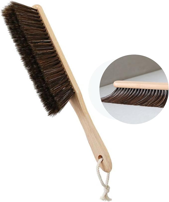 Wooden Handle Brush Hand Broom Household Cleaning Brush Soft Bristles Dusting Brush for Bed,Sofa,Furniture,Clothes,Car