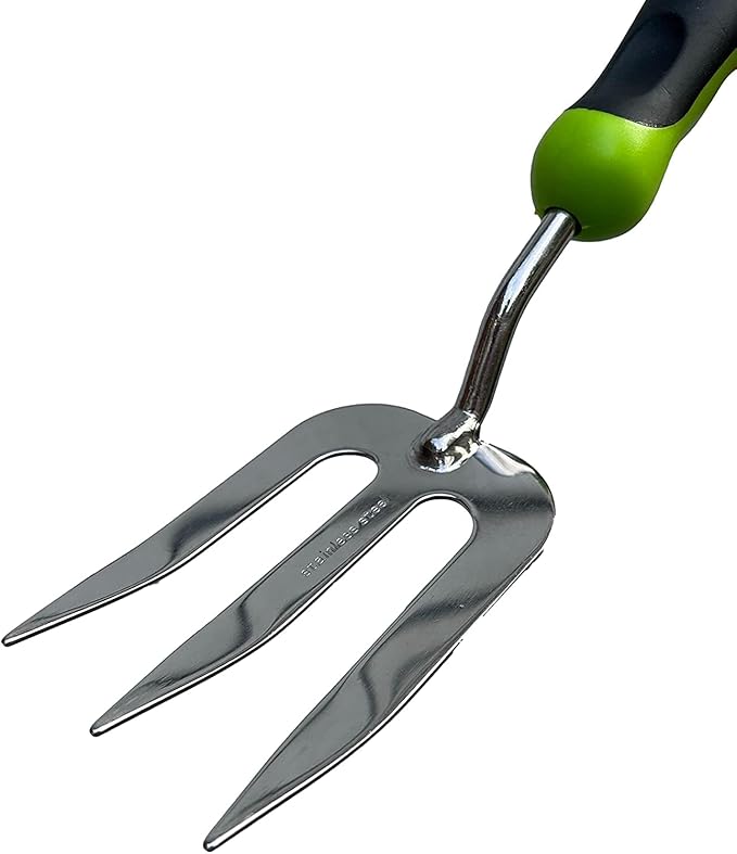 Garden Guru Stainless Steel Hand Weeder Fork Tool – Rust Resistant Stainless Steel – Ergonomic Handle – Great for Planting, Spreading Mulch, Weeding, Loosening & Transplanting Soil (4 Pack)