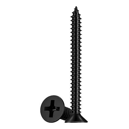 100 Pcs #7 X 2-3/8'' Black Wood Screws,Drywall Screws, Phillips Flat Head Concrete Screws, Long Screw for Wood,Used in Furniture,Woodworking Repairs and DIY Projects(M4 X 60mm