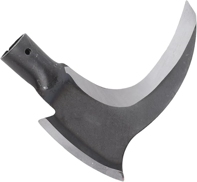Grass Sickle, Manganese Steel Portable Held Sickle Tool Grass Lawn Gardening Farming Weed Remover Scythe Blade Cutter Grafting Knife for Outdoor Gardening, Clearing Vines (Single Cutter Head)