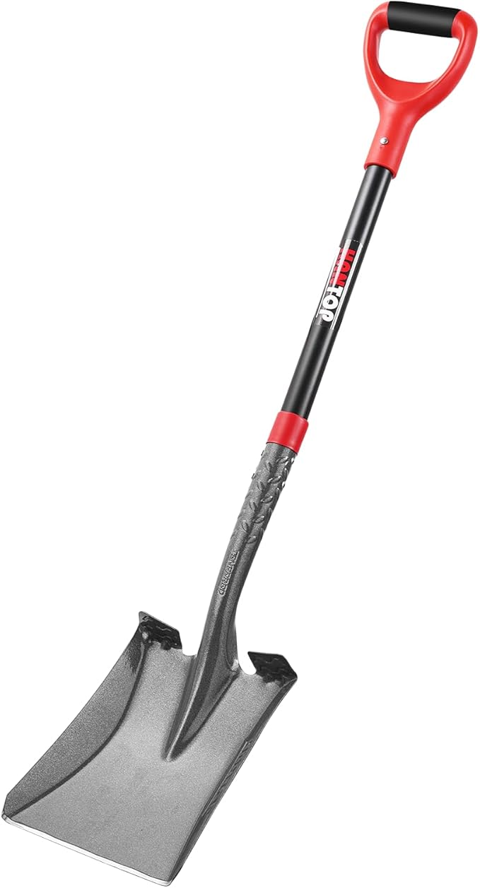 Heavy Duty Transfer Shovel Flat Square Shovel Garden Spade with Fiberglass Handle for Construction Landscaping Gardening, 43 inches