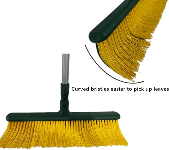 LRB4419 Leaf Turf Broom 16" W x 55" H for Lawns Yard Artificial Grass Rake Heavy Duty for Leaves, Lawns, Carpet Rake & Groomer (Curved Bristle)