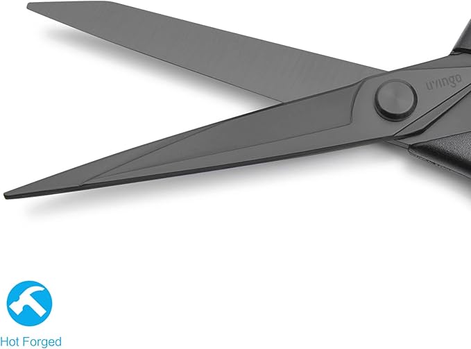 LIVINGO 8.5” Premium Heavy Duty Scissors, Forged Stainless Steel Titanium Coated Sharp Fabric Shears All Purpose for Sewing Tailor Dressmaking Crafting Cutting Leather Home Office Use, Black