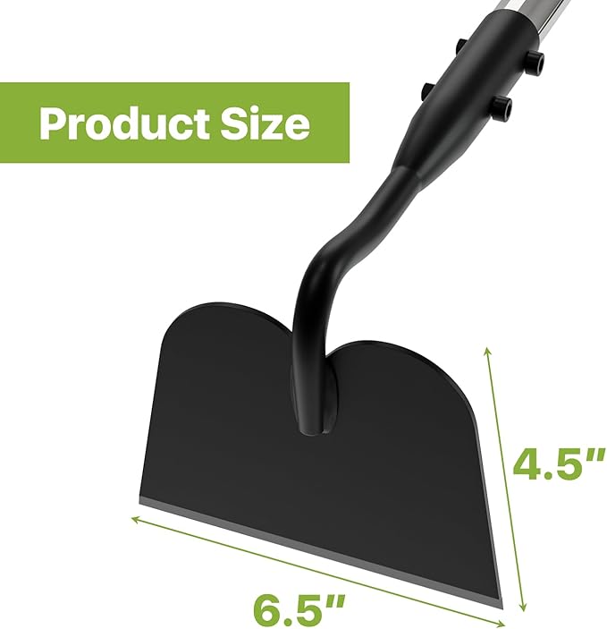 Draw Hoe Garden Tool, Heavy Duty Garden Hoes for Weeding Long Handle, Easy Stand Up Scraping Weeder Tool for Garden, 5.5 FT Adjustable Weed Hoe with 6-inch Wide Welded Blade