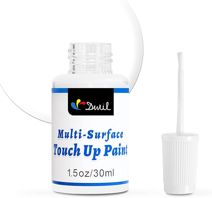 DWIL White Touch Up Paint - Multi Surface Touch Up Paint Pen, Scratch Repair for Wall, Door, Cabinets, Metal, Appliance, Wood, Furniture, 1.5 Fl Oz (High-Gloss, White)