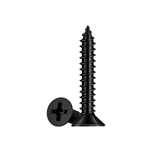100 Pcs #7 X 1-1/4'' Black Screws,Drywall Screws, Phillips Flat Head Long Screw, Black Wood Screws,Used in Furniture,Woodworking Repairs and DIY Projects(M4 X 30mm