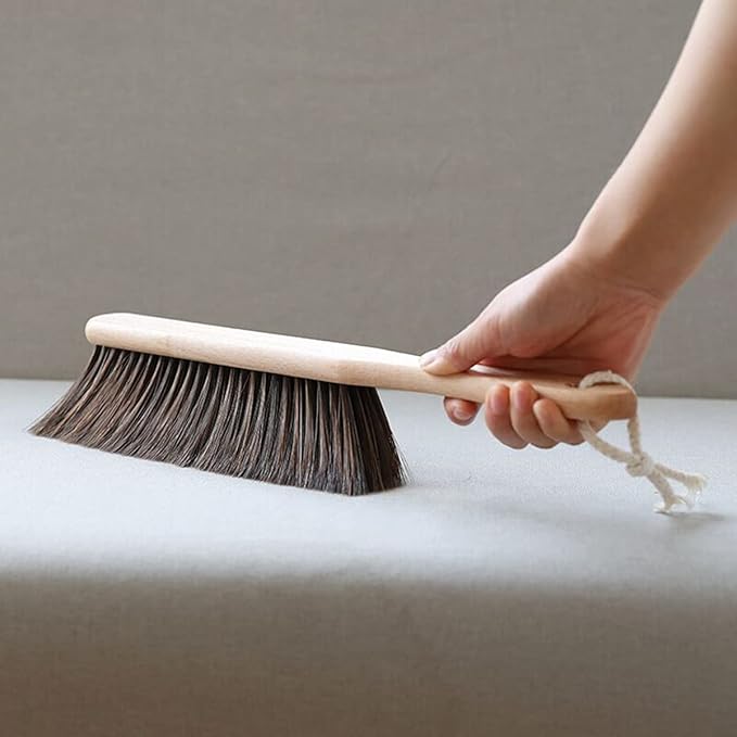 Wooden Handle Brush Hand Broom Household Cleaning Brush Soft Bristles Dusting Brush for Bed,Sofa,Furniture,Clothes,Car