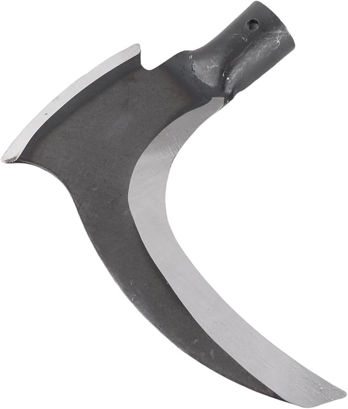 Grass Sickle, Manganese Steel Portable Held Sickle Tool Grass Lawn Gardening Farming Weed Remover Scythe Blade Cutter Grafting Knife for Outdoor Gardening, Clearing Vines (Single Cutter Head)