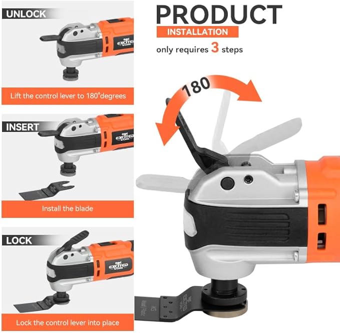 20V Cordless Oscillating Tool Kits, LAZYLAND Brushless Oscillating Multitool with 6-variable speed, Battery and accessories for Cutting, Grinding, Scraping, Sanding