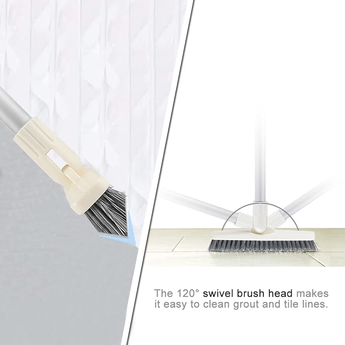 Grout Brush, Swivel Brush Head with Heavy Duty Stiff V-Shaped Bristles Cleans Shower, Corner, Tile and Narrow Space (2 Pack Refill Brush Head Only)