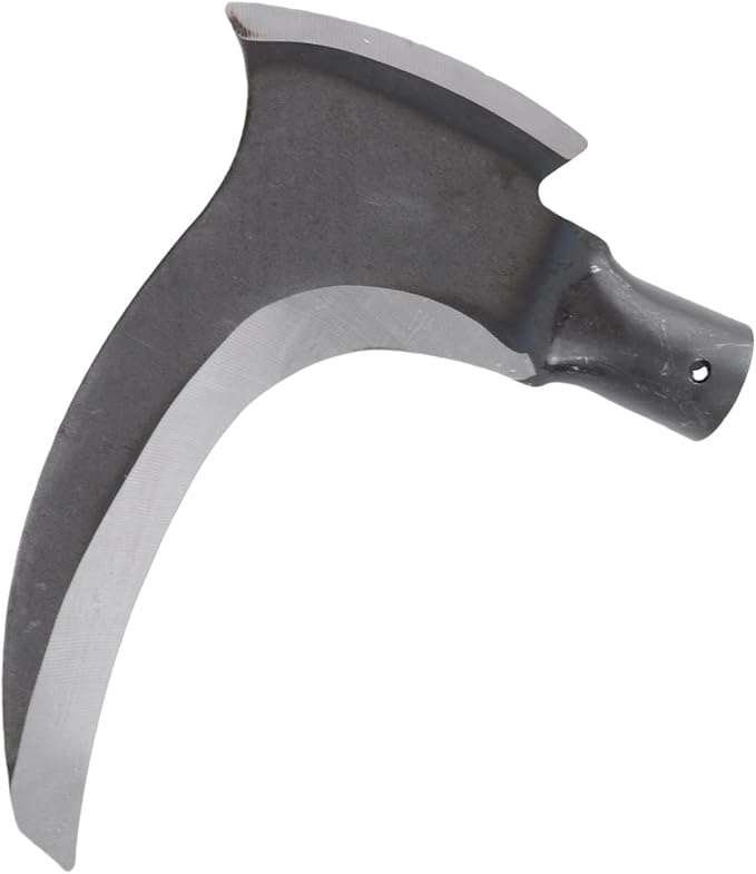 Grass Sickle, Manganese Steel Portable Held Sickle Tool Grass Lawn Gardening Farming Weed Remover Scythe Blade Cutter Grafting Knife for Outdoor Gardening, Clearing Vines (Single Cutter Head)