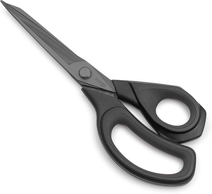 LIVINGO 8.5” Premium Heavy Duty Scissors, Forged Stainless Steel Titanium Coated Sharp Fabric Shears All Purpose for Sewing Tailor Dressmaking Crafting Cutting Leather Home Office Use, Black