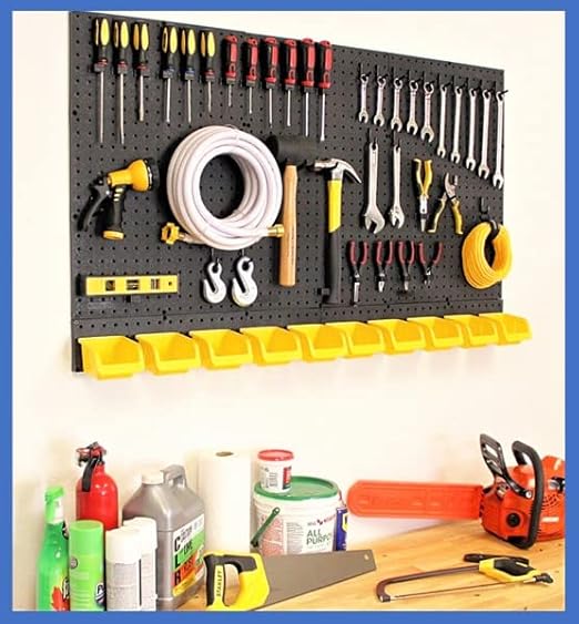 WallPeg Made in USA Pegboard Panels Garage Organization - Wall Storage Kit (PB-2 B) (2) ea - 24" x 16" Peg Board Tool Organizer Panel Set - Garage Organizer Kit