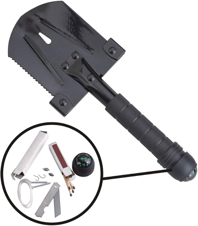 AceCamp 12 in 1 Survivor Multi-Tool Shovel, Emergency Shovel Tool Kit for Car, Camping, Backpacking, Hiking, Hunting, Multipurpose Portable Axe Hatchet Combo, Tactical Survival Multifunction Shovel