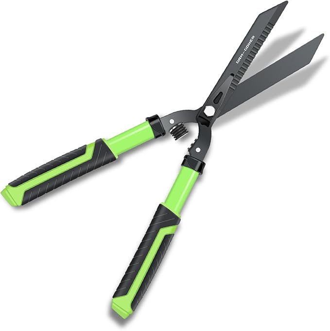 Professional Heavy Duty Hedge Shears 23" - Serrated Blade & Dual Shock Handle, Ergonomic Gardening Clippers with Anti-Rust Coating