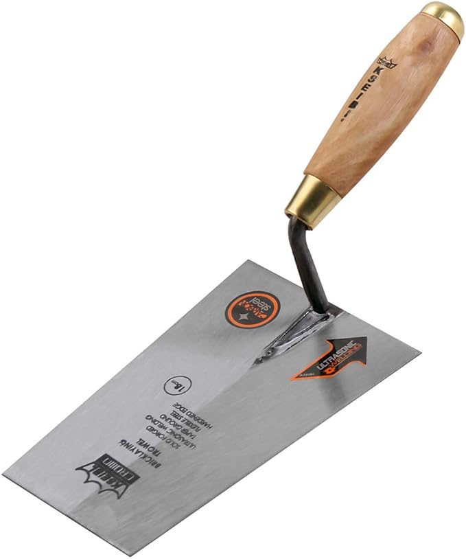 KSEIBI 281350 Narrow Bucket Brick Trowel Wooden Handle Square Tip Bricklaying Trowel (7Inch-180mm)