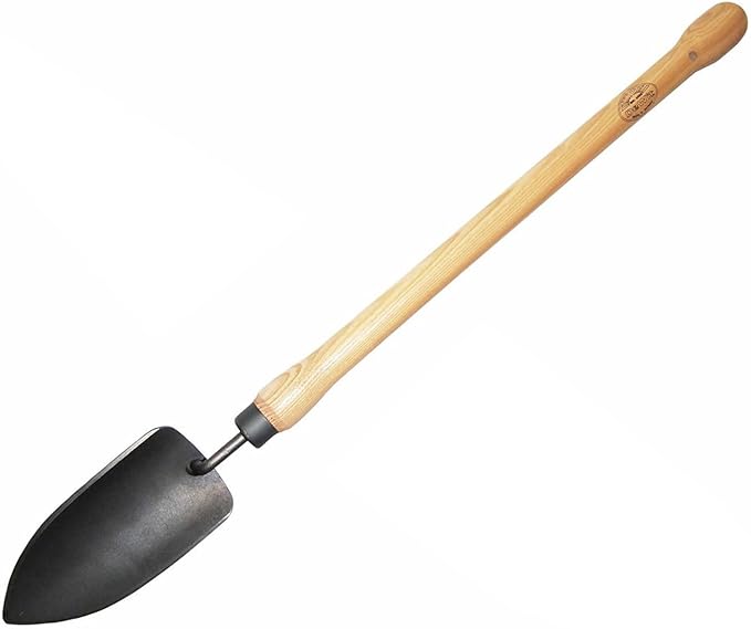 DeWit Drop Grip Trowel – Long-Handle Garden Trowel for Extra Leverage – Forged Steel Blade & Ash Wood Handle – Ideal for Raised Beds & Seniors