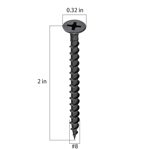 (15 pounds 2340 pcs)#8X2 Black Fastener Drywall Screws-Phillips with coarse Threaded tip, Black, Suitable for Drywall Slate, Wood, etc.