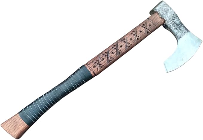 24" and 3.5 lbs Custom Handmade Viking Axe of Ragnar Lothbrok Norsmen- Tomahawk and Forest Hatchet Authentic Viking ax with Sheath Vikings Gift