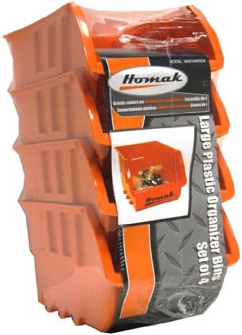 Homak Plastic Bins, Large, Set of 4, HA01040954