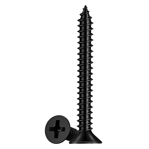 100 Pcs #7 X 2'' Drywall Screws,Black Wood Screw,Flat Head Phillips Screws Self Tapping Screws Used in Furniture,Woodworking Repairs and DIYProjects(M4 X 50mm)