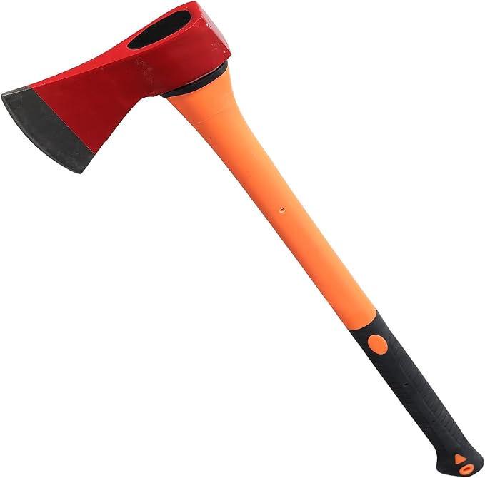Chopping Axe: 33.5” Hatchet Axe with Shock Absorbing Fiberglass Handle 4.5lbs Felling Axes for Splitting Log Cutting Firewood GardeningTool