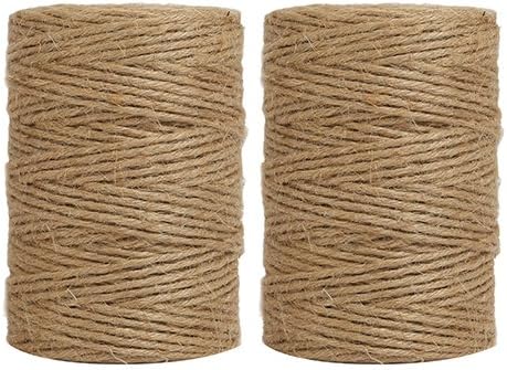 Tenn Well 656 Feet 2.32mm Natural Jute Twine for Gift Wrapping, DIY Crafts, Gardening (2pcs x 328 Feet)