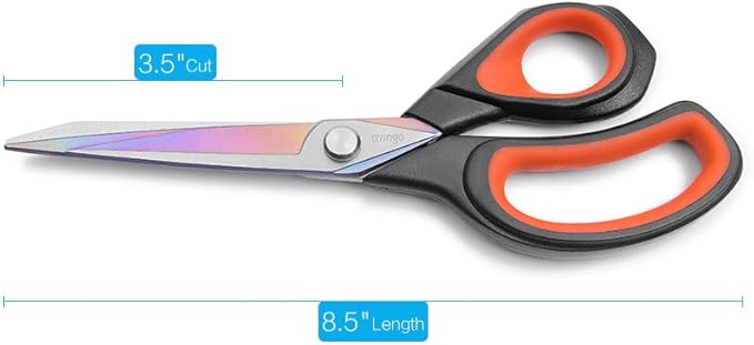 LIVINGO Premium Tailor Scissors Heavy Duty Multi-Purpose Titanium Coating Forged Stainless Steel Sewing Fabric Leather Dressmaking Comfort Grip Shears Professional Crafting (8.5 INCH)