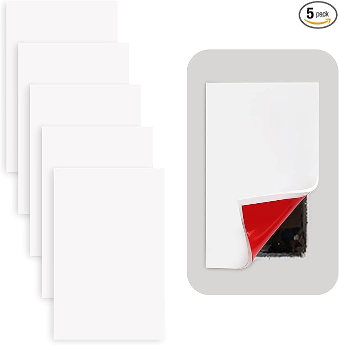 Rubber Bond Self-Adhesive Rubber Wall Outlet Cover Plate 5 Pack - Easy to Apply Peel & Stick Drywall Hole Patch - 5x3 Inch Screwless Blank Wall Plate Cover - Premium Rubber Wall Hole Cover (White)