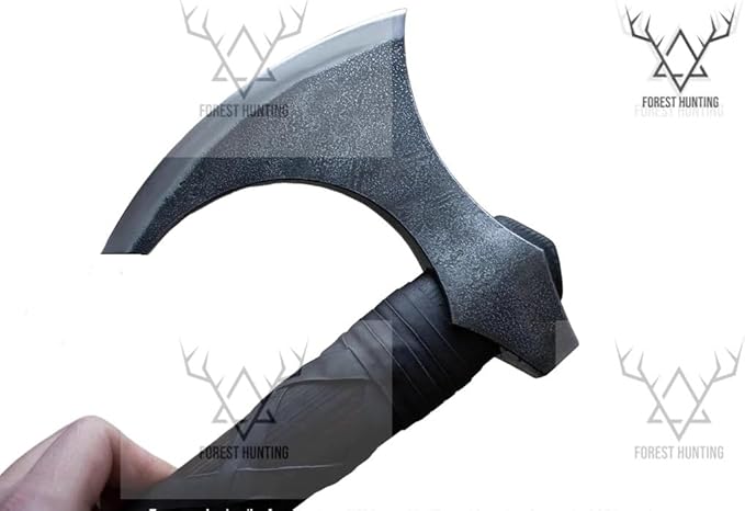 Forest Hunting| Viking Axe Real Battle self Defense Weapons War Hatchet Medieval Axes Costume for Men Camping ax 27'' Ashwood Handle and 3.5lbs Leather Sheath Viking Gifts Men (Ragnar Lothbrok Axe)
