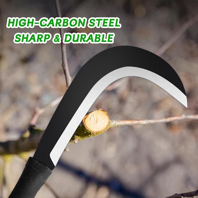 Sickle Garden Tool Machete for Yard Work and Cutting Trees Heavy Duty Machetes Knife Brush Clearing Sickles with Carbon Steel Blade for Grass, Harvest, Weeding