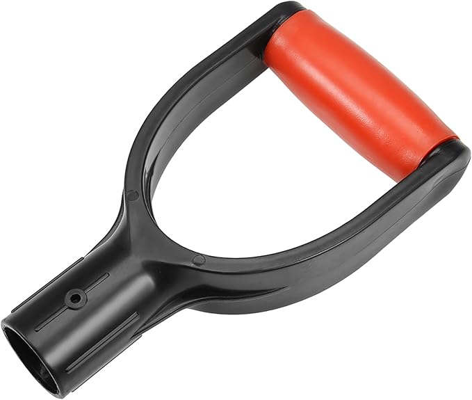 MroMax Shovel D Grip Handle, 1-1/4" Inner Diameter 32mm PVC Spade Snow Shovel Replacement Handle Garden Accessories for Digging Raking Tool Red-Black