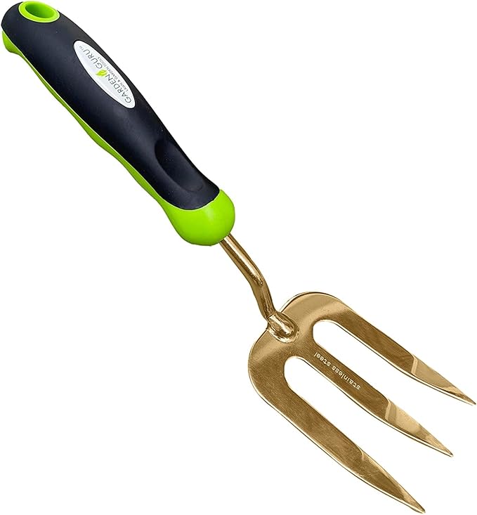 Garden Guru Titanium Hand Weeder Fork Tool – Rust Resistant – Ergonomic Handle – Great for Planting, Spreading Mulch, Weeding, Loosening & Transplanting Soil (4 Pack)